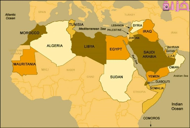 خريطة الوطن العربي بالانجليزي